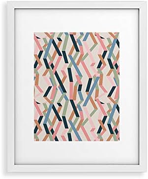 Deny Designs Mareike Boehmer Framed Art Print, White Modern (8" x 10"), Straight Geometry Ribbons 1
