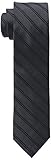 Calvin Klein Men's Mirror Double Stripe Slim Tie, Black, One Size