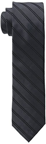 Calvin Klein Men's Mirror Double Stripe Slim Tie, Black, One Size