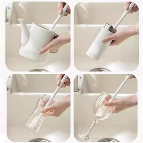 Image of Silicone Bottle Cleaning Brush, 360 Degree Rotational, Flexible Soft Bristle, Long Handle Cleaning Brush for Jar, Cup, Glass Mug Container and Kitchenware (29 x 5.5 x 1cm) (3)