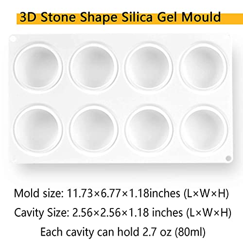 Image of FirstTry Mousse Cake Mold I 3D Fondant Silicone Baking Candy Mould I for Handmade DIY Soap Cakes French Dessert, Pastry, Chocolate, Cupcake, Ice Cream, Decoration Tools - 8 Cavity (Oblet Stone)
