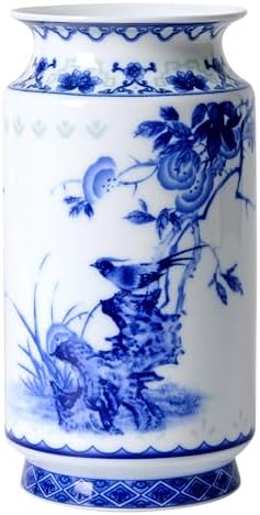 Blue and White Vintage Vase Chinoiserie Farmhouse Decorative Vase...