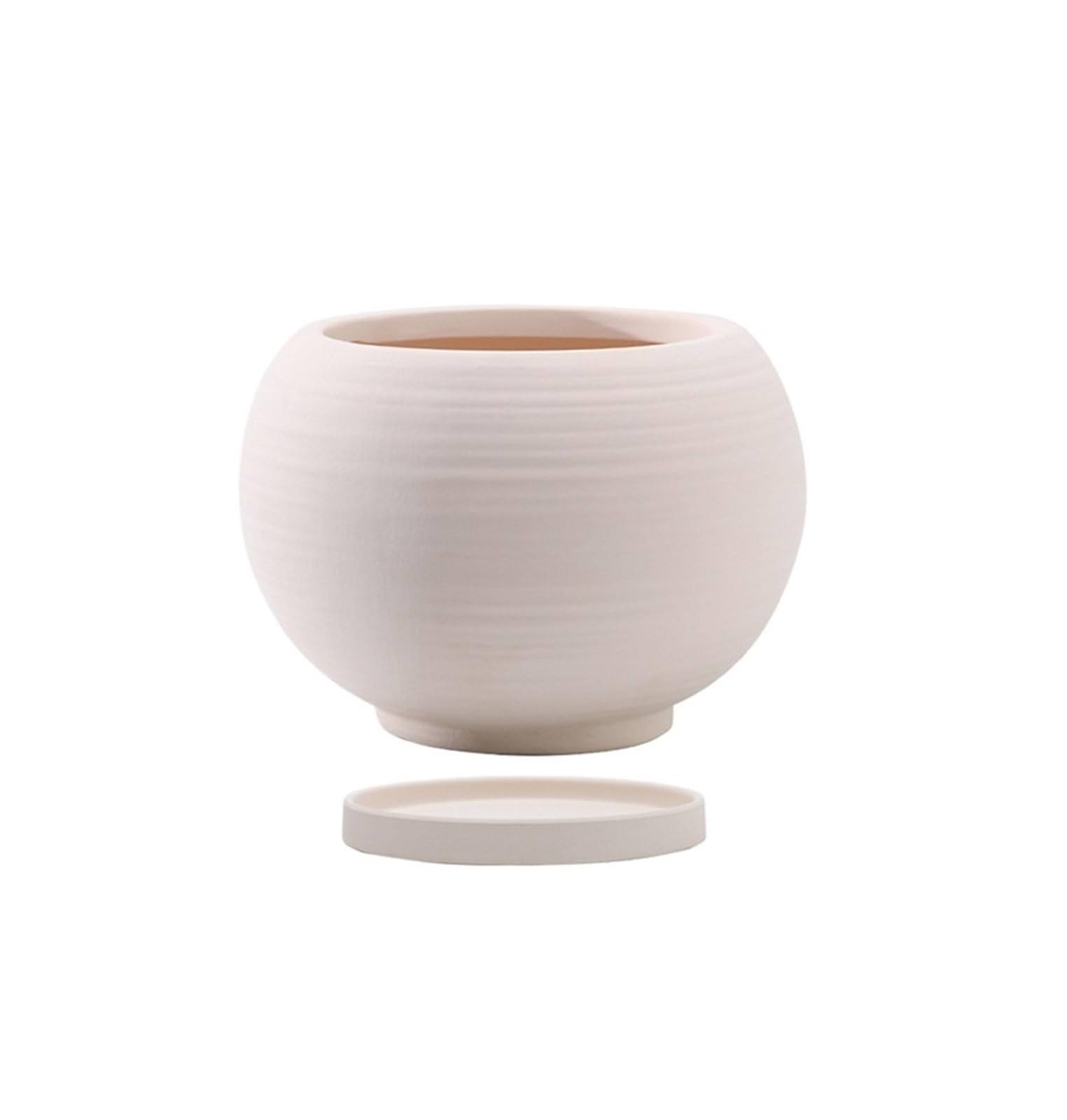 Lkvent Round Ceramic Plant Pot with Drainage Hole and Tray plant pots