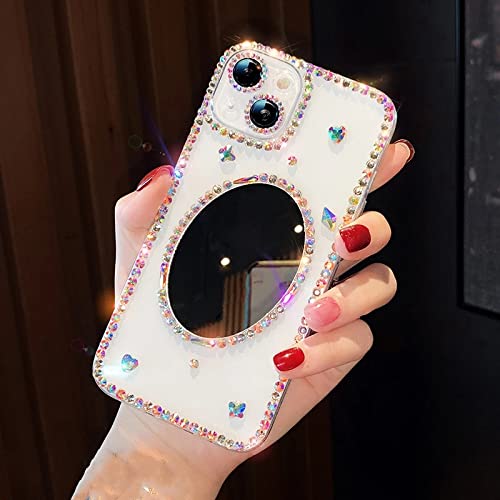 Étui iPhone en silicone transparent BSAPP avec miroir diamant pour modèles 11 à 13 Pro Max