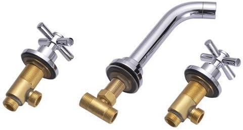 Miniatura 4 de Wovier Grifo de lavabo de baño de cascada de montaje en pared cromada,Grifo de lavabo de tres agujeros de dos manijas,Grifo mezclador de lavabo