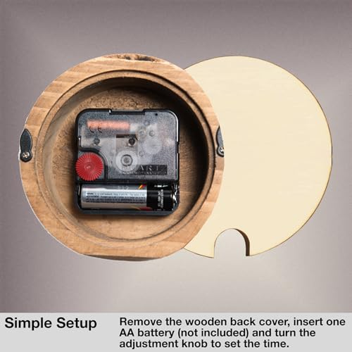 Driini Wooden Analog Desktop Clock – 4.3 in. Decorative Pinewood, No-Tick Design – Easy to Read Silent Sweep Mantle Clock – Quiet Tabletop Clocks with Wood Body, Hands, & Battery Cover; Dark - Image 5