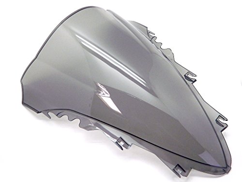 9sparts Black | Clear | Smoke Double Bubble ABS Plastic Injection Windscreen Windshield For 2007 2008 Yamaha YZF R1 (Smoke)