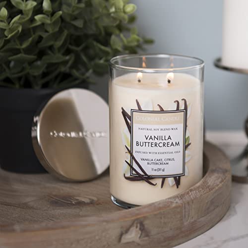 Colonial Candle Vanilla Buttercream Scented Jar Candle, Classic Cylinders Collection, 2 Wick, White, 11 Oz - Up To 80 Hours Burn #TOP4