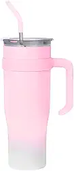 Copo Caneca Térmica de Inox à Vácuo Com Alça e Canudo 1200ml (Copo Virgínia) (Rosa Degradê)