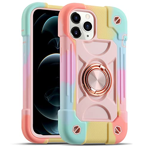 Image of MARKILL Plastic, Silicone Compatible with iPhone 12 /12 Pro Case 6.1 inch with 360 Degree Rotate Ring Stand, Military Grade Drop Protection Heavy Duty Basic Case 3in1 Protective Cover For iPhone 12 /12 Pro.