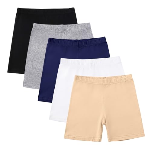 duxyoz - duxyoz Lot de 5 shorts de cyclisme respirants et de sécurité en coton extensible pour enfants et adolescents - Multicolore - 5 à 14 ans, Beige 07, 13-14 ans