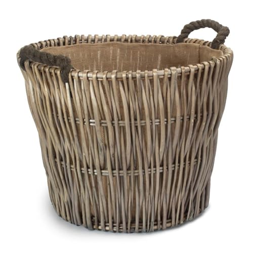 Red Hamper Registro de pequeño y Redondo Gris Cesta de Mimbre