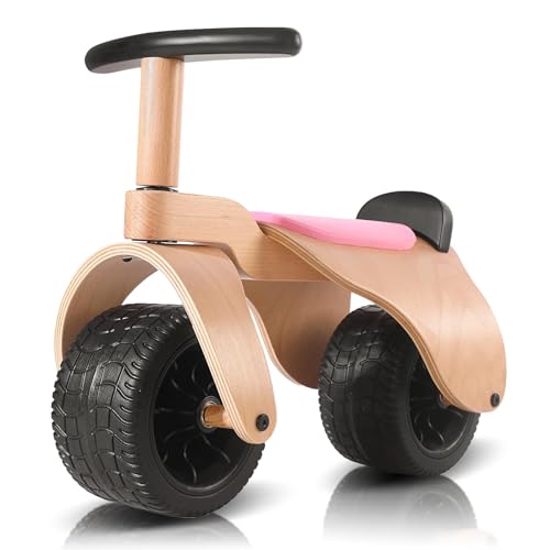 KRIDDO Wooden Baby Balance Bike 1 Year Old, Wide Wheels for Stable and Smooth Ride, Boy Girl First Balance Bike Gift for 12 Month to 3 Year, Non-Sharp...