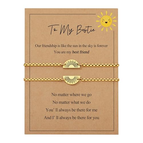 JoycuFF Friendship Bracelets Birthday Gifts for Women Friendship Best Friend Gift Matching Bracelets to My Bestie Sun Bracelet 2pcs