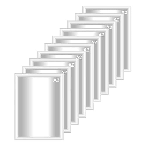 Image of Snap Poster Frames | Certificate Photo Display | Clip Poster Holders for Retail And Advertising Displays | Notice Sign Board Frame for Walls (White Colour) (10, A2 (420 x 594mm))