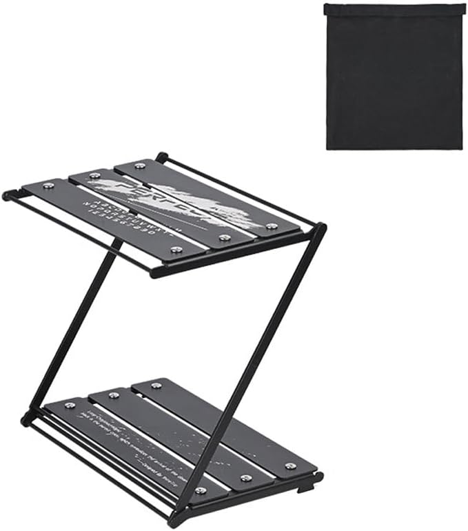 Aluminum Alloy 2-tier Folding Outdoor Camping Picnic BBQ Tableware Cookware Storage Bracket Campsite Tools Shelf