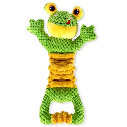 Image of Sedioso Dog Tug Toy, Durable Dog Toy for Large Breed, Tug of War Dog Squeaky Toys, Stuffed Plush Dog Toy with Crinkle Paper for Small, Middle, and Big Dogs(Frog)