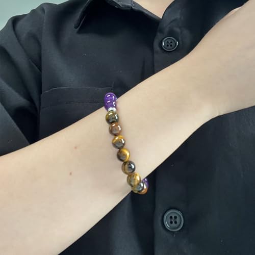 Anxiety Beaded Bracelet for Women Natural Healing Crystal Bracelet Yoga Beads Chakra Bracelets Handmade Triple Protection Stretch Fidget Tiger Eyes Bracelet for Men Good Luck Jewelry2