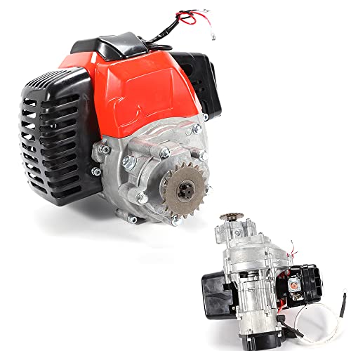 49CC Engine, 2 Stroke Bike Motor Single Cylinder Pull Start Mini Chopper/Bike Exhaust Air Cooled Motor Aluminum Replacement Parts for Pocket Mini Pit Dirt Bike ATV Quad Bike