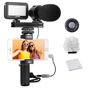 Movo Smartphone Vlogging Kit V7 met Grip Rig, Stereo Microfoon, LED Licht en Draadloze Afstandsbediening – YouTube…