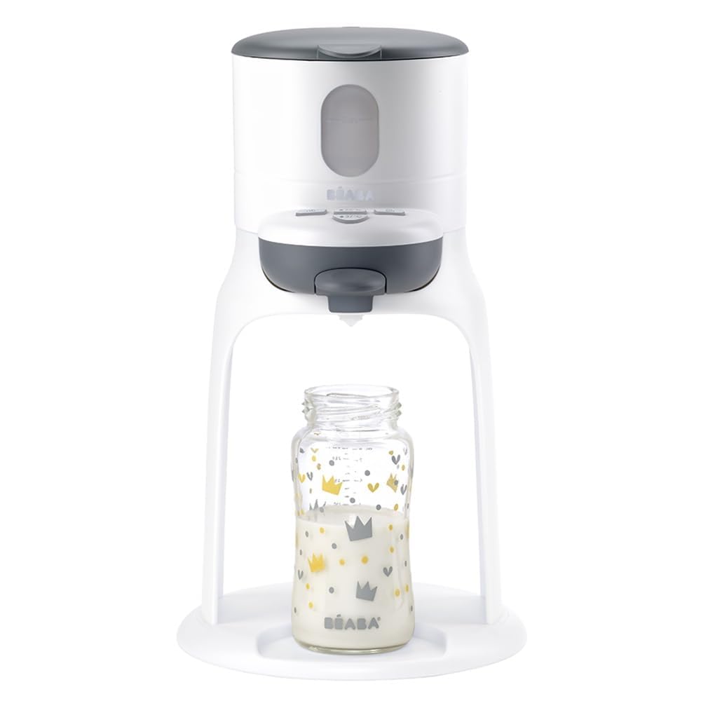 BÉABA, Lot Bib Expresso et Boite Doseuse 4 compartiments, Préparateur-Chauffe Biberon/Petits pots, Distributeur d'eau à Température Exacte, Bain Marie, Blanc et Vert Sauge