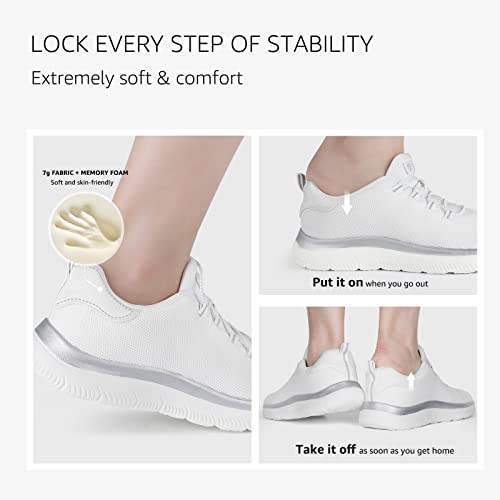 Stq Running Shoes Women Slip Resistant Workout Sneakers Comfortable Cushioning Memory Foam Walking Shoes With Arch Support Dark White Silver Us 5.5 #TOP2