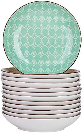 vancasso Jasmin Pasta Bowl Porcelain Soup Bowl Set, 920ml Stackable Bowl, Chip & Crack Resistant Soup Plate Set of 4, Moroccan Style