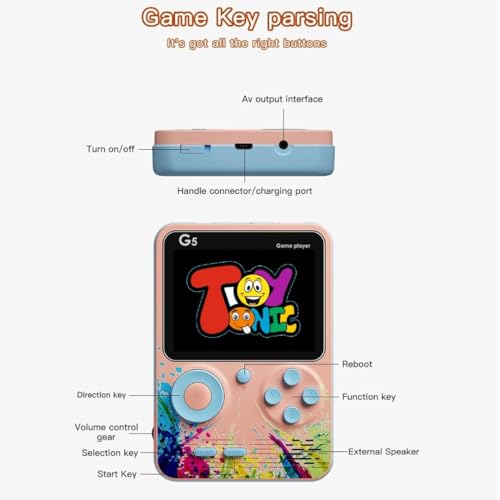 Image of TOYTONIC G5 Handheld Game Console for Kids, Retro Gaming Device with 3.0 inch HD Screen, Built-in 500 Classic Games, AV Output, Random Color - Portable Game Player for Boys & Girls, Multicolour