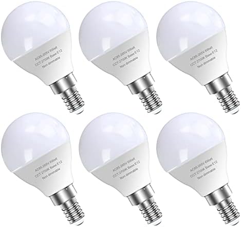 GOSCHE 6 Pack E12 LED Candelabra Light Bulbs, 60 Watt Equivalent, Warm White 2700K, 120V Chandelier Llight Bulb, A15 / G45 Shape Ceiling Fan Light Bulbs, Bright Small Bulb Non-Dimmable