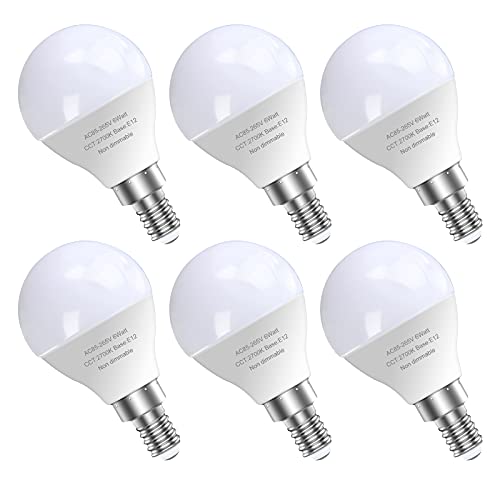 A15 E12 LED Ceiling Fan Light Bulbs, 60-Watt Equivalent, 2700K, 6 Pack
