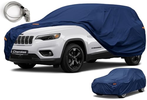 Image of Kaugung Heavy Duty SUV Cover Custom Fit for Jeep Cherokee (1974-2025),SUV Car Cover Waterproof All Weather with Anti-Theft Lock,Sun, Rain, Dust & Snow Protection.(USA Warehouse,Within 3-7 Days)