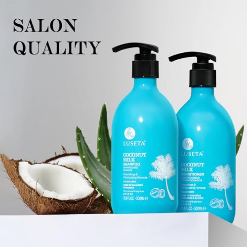 Image of Luseta Coconut Oil Shampoo and Conditioner for Dry Hair 16.9oz*2 | with Argan, Avocado & Almond Oil, Helps Nourish Dry Strands, Frizz Control, Restore Softness for Smooth, Healthy-Looking Hair