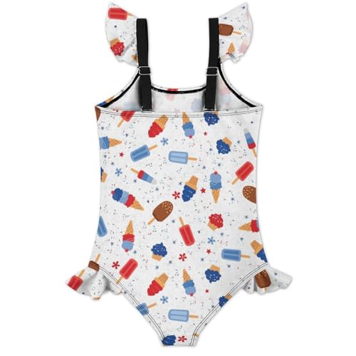 Image of Girls One Piece Swimsuit Lovely Cute Animals Ruffles Swimwear Bathing Suits 3-12 Years