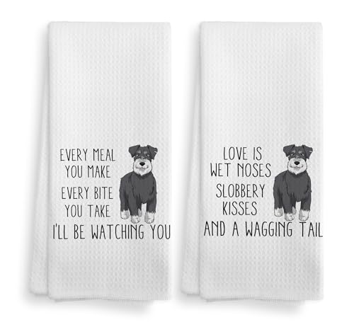 NOQL Schnauzer Towel - 2 Piece Kitchen Towel Set for Schnauzer Fans - 1624 Inches