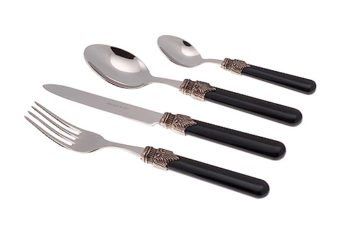 Rivadossi Sandro 1616S11 Set di Posate per 4 Persone, 16 Pezzi-Classic-100% Made in Italy, Artigianalità e Design, Acciaio Inox 18/10, Nero
