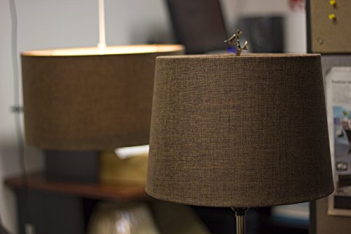 12x14x10 Chocolate Burlap Hardback Drum Lampshade with Brass Spider fitter - Perfect for table and Desk lamps - Medium, Brown