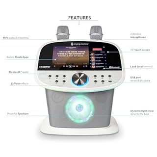 Singing Machine Platinum Plus – Wi-Fi Karaoke Machine for Adults & Kids with 2 Wireless Microphones, Bluetooth Party Speaker, Voice Effects, YouTube & Spotify Streaming – The Ultimate Party System