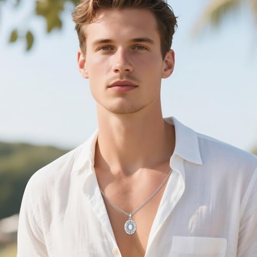 MONGAS Filigree Opal Photo Locket Necklace for Women Sterling Silver Opal Filigree Picture Locket Necklace Memorial Jewelry for Women Men4