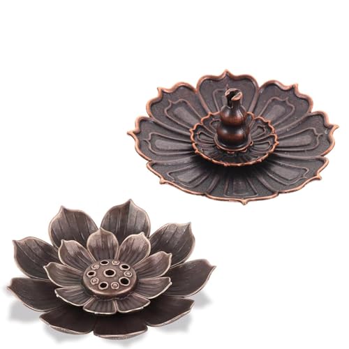 2 PCS Incense Holder, Incense Burner Lotus Design for Sticks, Incense Sticks Holder, Bronze Incense Holders for Meditation, Yoga, Home Decor, Aromatherapy, Creating Relaxing Atmosphere