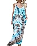 kenoce Vestidos Largos Mujer Vestidos Playa Cuello en V Bohemia Estilo Estampados Florales con Bolsillos Vestido sin Mangas Vestido sin Espalda Sexy y Elegante D-Floral L