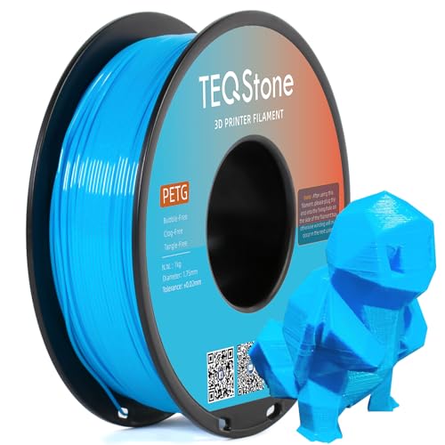 TEQStone PETG Filament 1.75mm Watery Blue (Cyan) 1KG Spool, Consistent Diameter +/-0.02mm 3D Printer Filament Vacuum Packaging