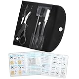 i_dear 美容師セレクト 眉毛カット ハサミ 5点セット メンズ 眉毛 セルフカット レザーケース & モテ眉説明書付き