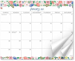 S&O Floral Magnetic Fridge Calendar 2023 Goes to June 2024 - Tear-Off Refrigerator Calendar to Track Events & Appointments - 18 Month Magnetic Calendar for Fridge for Easy Planning - 8"x10" in.
