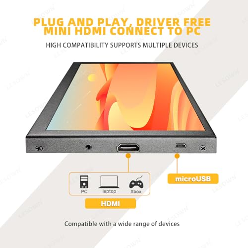 Image of 7 inch Mini Monitor HDMI LCD Display PC Case Secondary Screen 1024x600 IPS Small Portable Monitor with Speakers PC Temperature Display for Laptop Windows