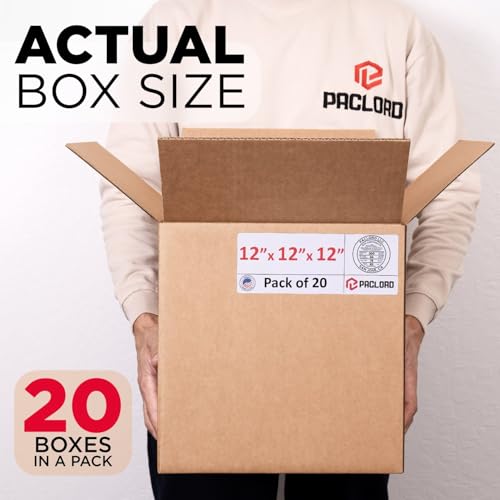 Image of Medium Cardboard Boxes 12 inchL x 12 inchW x 12 inchH (Pack of 20) - USA-Made Packing Boxes for Moving, Shipping, or Storage - USPS, UPS, FedEx Approved - Professional Packing Supplies for Moving