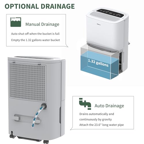 Shinco 6,000 Sq.Ft Energy Star Dehumidifier with WIFI, Ideal for Large Rooms and Home Basements, Efficient Moisture Removal with Adjustable Humidity Control, 1.32 Gallons Water Tank by Shinco - Image 4