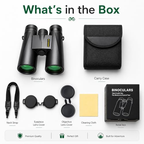 Image of Asacam 12x42 Binoculars for Adults, HD BAK4 Prism for Bird Watching
