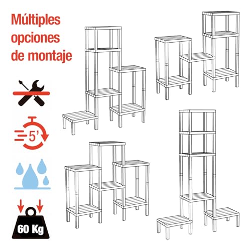 Estantería Lombok Tatay con 6 baldas modulares de plástico marrón 5