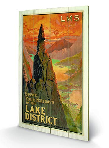 Impression sur bois pour habiller un mur vide tableau rétro Lake District 45x76cm