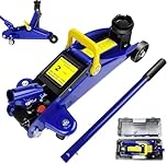 2 Tonne Trolley Jack Hydraulic Car Jack, Low Profile Floor Jack for Car Van, 4000lbs Load Capacity, Lift Range 5.3" to 12.6", with Swivel Casters, Carry Case (Blue)